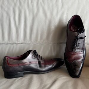 Mezlan Burgundy & Black Leather Dress Shoes Oxfords sz 10